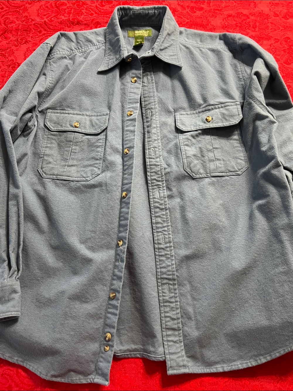 Gander Mtn Men’s Large Slate Blue Heavy Cotton Button-Up Work Shirt Jacket